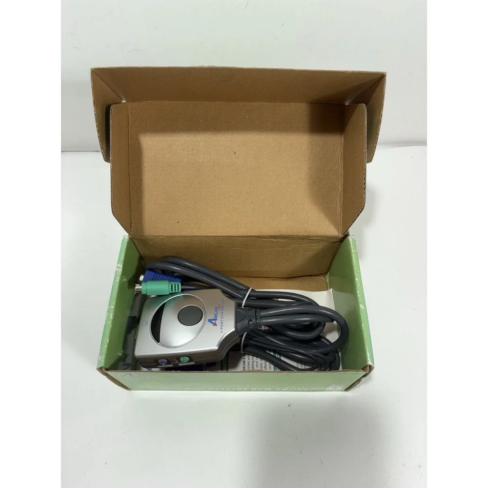 AIRLINK 101 2-PORT KVM SWITCH AND CABLES New On Box